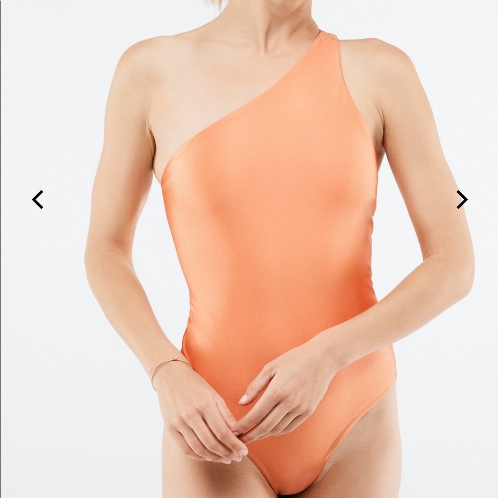 Fabletics Gigi Shine Orange Bodysuit Size S